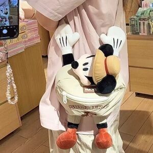 Disney Mickey Mouse Plush Crossbody Unique Y2K Bag - Cream and Red